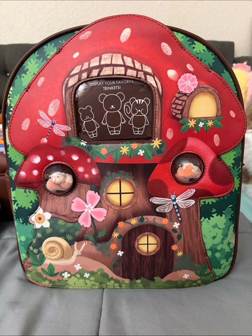 Hot Topic Mushroom House Backpack - Red Fairy Garden Design NWT